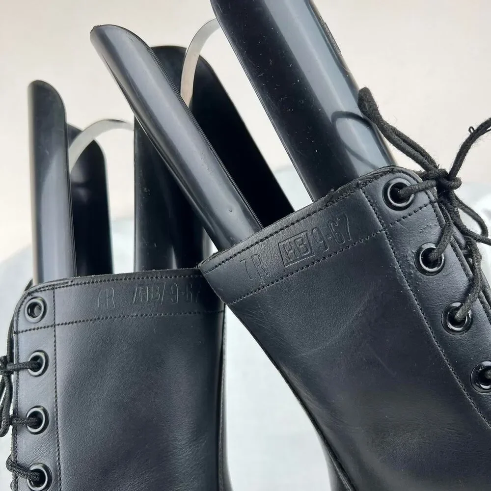 1967 US Army Black Leather Combat Boots Vietnam War Era Size 7 R